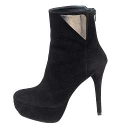 Stuart Weitzman Black Suede Platform Ankle Booties Size 38.5