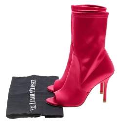 Stuart Weitzman Fuchsia Satin Open Toe Ankle Length Boots Size 37
