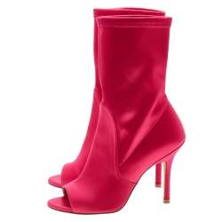 Stuart Weitzman Fuchsia Satin Open Toe Ankle Length Boots Size 37