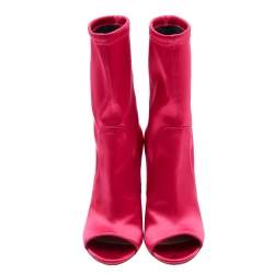 Stuart Weitzman Fuchsia Satin Open Toe Ankle Length Boots Size 37
