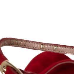 Stuart Weitzman Red Suede Nudist Ankle-Strap Sandals Size 38.5