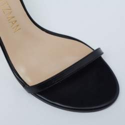 Pre Owned Stuart Weitzman Black Leather Nudistsong Ankle Cuff Sandals Size 38