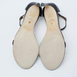 Pre Owned Stuart Weitzman Black Leather Nudistsong Ankle Cuff Sandals Size 38