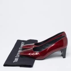 Stuart Weitzman Burgundy Printed Patent Leather Square Toe Pumps Size 36
