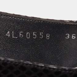 Pre Owned Stuart Weitzman Black Python Embossed Leather Square Toe Pumps Size 36