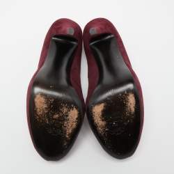 Pre Owned Stuart Weitzman Burgundy Suede Victoria Peep-Toe Pumps Size 40