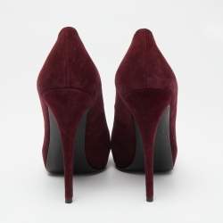 Pre Owned Stuart Weitzman Burgundy Suede Victoria Peep-Toe Pumps Size 40