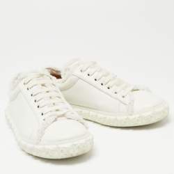 Stuart Weitzman White Leather Lace Up Sneakers Size 37.5 