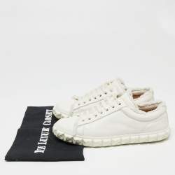 Stuart Weitzman White Leather Lace Up Sneakers Size 37.5 