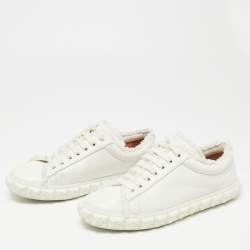 Stuart Weitzman White Leather Lace Up Sneakers Size 37.5 