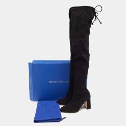 Pre Owned Stuart Weitzman Black  Suede Hiline Over-The-Knee Boots Size 37