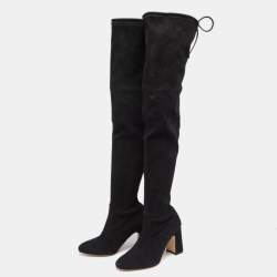 Pre Owned Stuart Weitzman Black  Suede Hiline Over-The-Knee Boots Size 37
