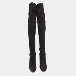 Pre Owned Stuart Weitzman Black  Suede Hiline Over-The-Knee Boots Size 37