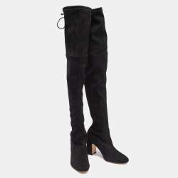Pre Owned Stuart Weitzman Black  Suede Hiline Over-The-Knee Boots Size 37