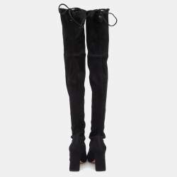 Pre Owned Stuart Weitzman Black  Suede Hiline Over-The-Knee Boots Size 37