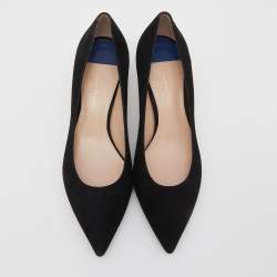 Stuart Weitzman Black Suede Anny Pointed Toe Pumps Size 37.5