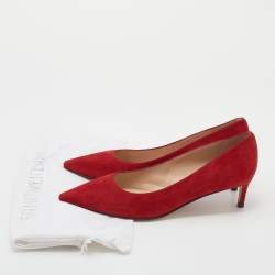 Stuart Weitzman Red Suede Anny Pointed Toe Pumps Size 37.5
