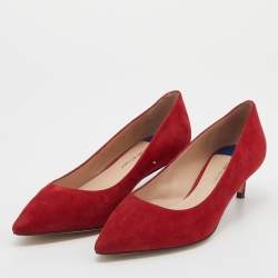 Stuart Weitzman Red Suede Anny Pointed Toe Pumps Size 37.5