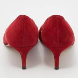 Stuart Weitzman Red Suede Anny Pointed Toe Pumps Size 37.5
