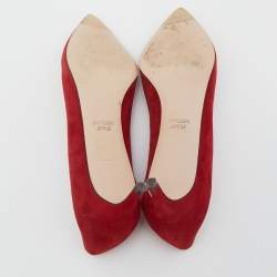 Stuart Weitzman Red Suede Anny Pointed Toe Pumps Size 37.5