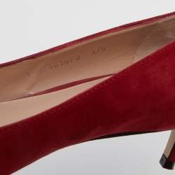 Stuart Weitzman Red Suede Anny Pointed Toe Pumps Size 37.5