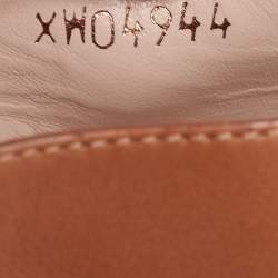 Pre Owned Stuart Weitzman Brown Leather Toga Ankle-Wrap Flat Espadrilles Size 37.5