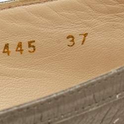 Pre Owned Stuart Weitzman Metallic Gunmetal Grey Leather Espadrille Flats Size 37