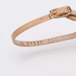 مملوكة مسبقًا صندل ستيوارت وايتزمان نوديستونغ جلد بيج لامع بحزام للكاحل مقاس 35.5