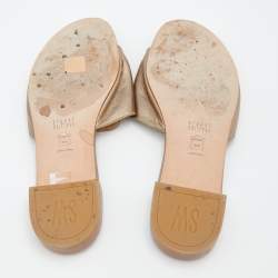 Stuart Weitzman Metallic Gold Leather Slide Sandals Size 39