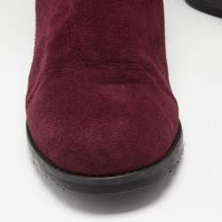 Stuart Weitzman Burgundy Suede Knee Length Boots Size 34.5