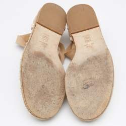 Stuart Weitzman Beige Suede Embellished Ankle Wrap Flat Espadrilles Size 41