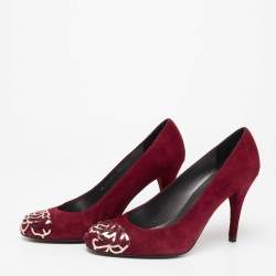 Pre Owned Stuart Weitzman Burgundy Suede Rosita Round Toe Pumps Size 37