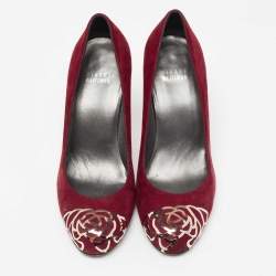 Pre Owned Stuart Weitzman Burgundy Suede Rosita Round Toe Pumps Size 37