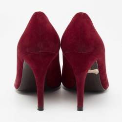 Pre Owned Stuart Weitzman Burgundy Suede Rosita Round Toe Pumps Size 37