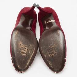 Pre Owned Stuart Weitzman Burgundy Suede Rosita Round Toe Pumps Size 37