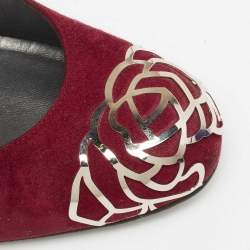 Pre Owned Stuart Weitzman Burgundy Suede Rosita Round Toe Pumps Size 37