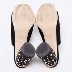 Stuart Weitzman Black Suede Crystal Embellished Block Heel Mule Sandals Size 36