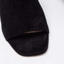 Stuart Weitzman Black Suede Crystal Embellished Block Heel Mule Sandals Size 36