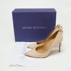 Stuart Weitzman Beige Suede Peekabow Pumps Size 38