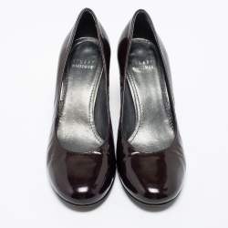Stuart Weitzman Burgundy Patent Leather Moody Round Toe Pumps Size 37