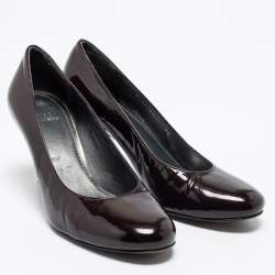 Stuart Weitzman Burgundy Patent Leather Moody Round Toe Pumps Size 37