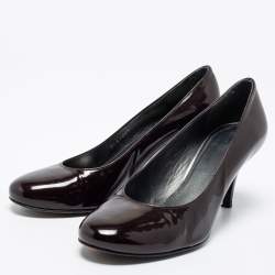 Stuart Weitzman Burgundy Patent Leather Moody Round Toe Pumps Size 37