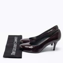 Stuart Weitzman Burgundy Patent Leather Moody Round Toe Pumps Size 37