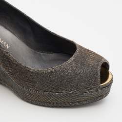 Stuart Weitzman Metallic Two Tone Lurex Fabric Anna Wedge Platform Pumps Size 38