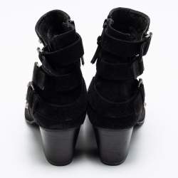 Stuart Weitzman Black Suede Studded Accents Ankle Boots Size 37.5