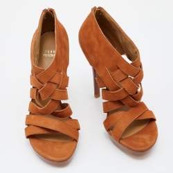 Stuart Weitzman Brown Suede Strappy Sandals Size 38.5