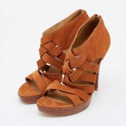Stuart Weitzman Brown Suede Strappy Sandals Size 38.5