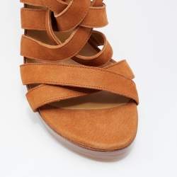 Stuart Weitzman Brown Suede Strappy Sandals Size 38.5