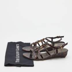 Stuart Weitzman Tortoise Shell Patent Leather Strappy Ankle Strap Sandals Size 39