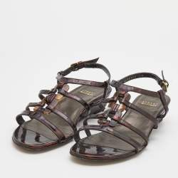 Stuart Weitzman Tortoise Shell Patent Leather Strappy Ankle Strap Sandals Size 39